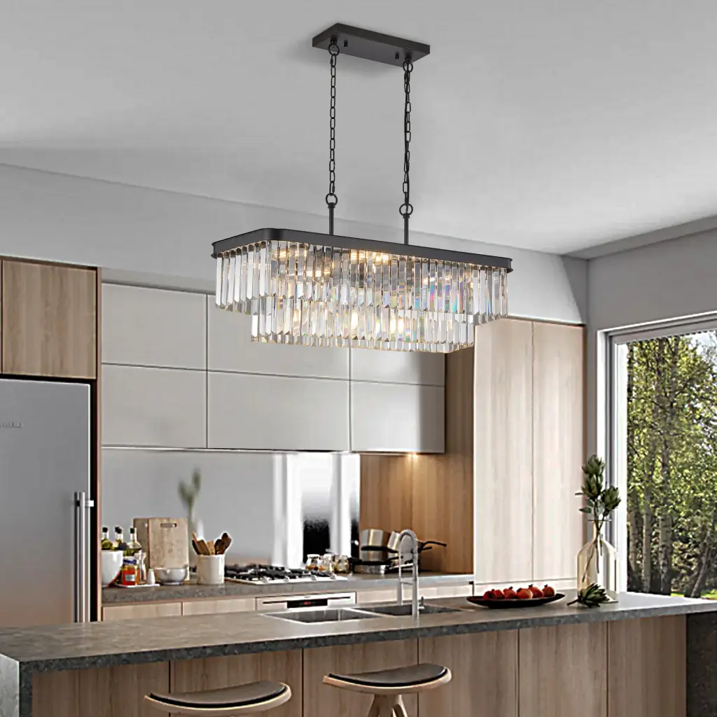 Rectangular Crystal Chandelier Customizable E12 Modern Industrial Design lighting commune