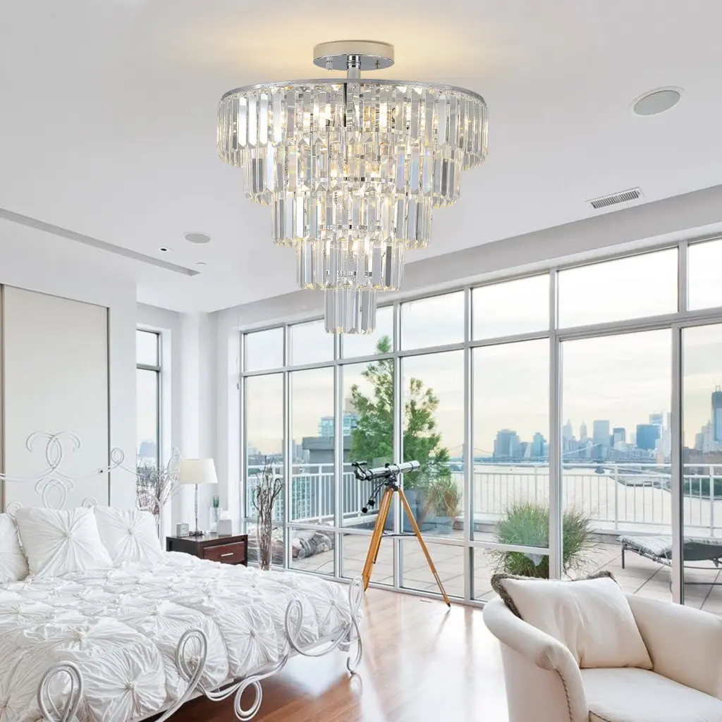 Same As W1340110373 L5010 Large Glass Chandelier White Chrome Finish lighting commune