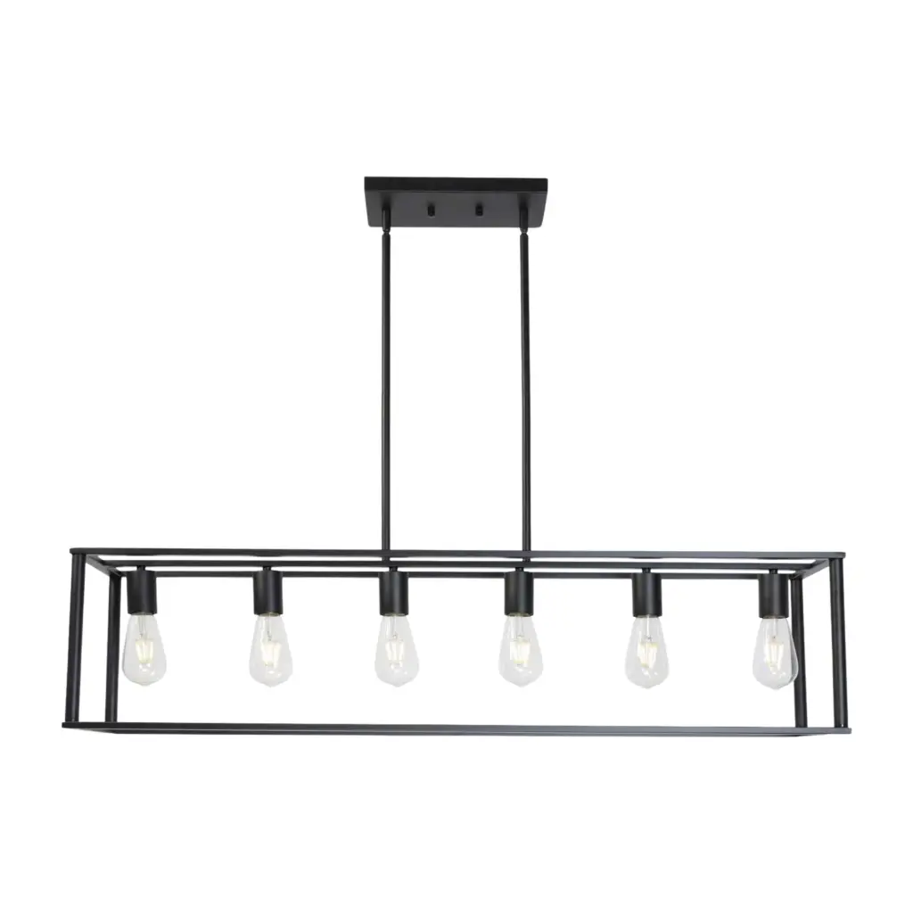 6 Light Rectangle Chandelier Contemporary Farmhouse Linear Pendant Lighting prohome