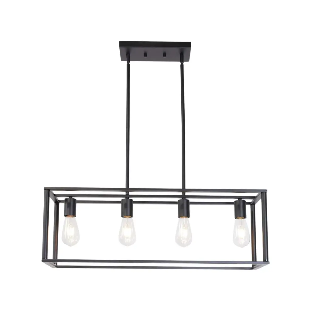 Pendant Lamp 4 Light Industrial Vintage Open Frame Rectangle Chandelier prohome
