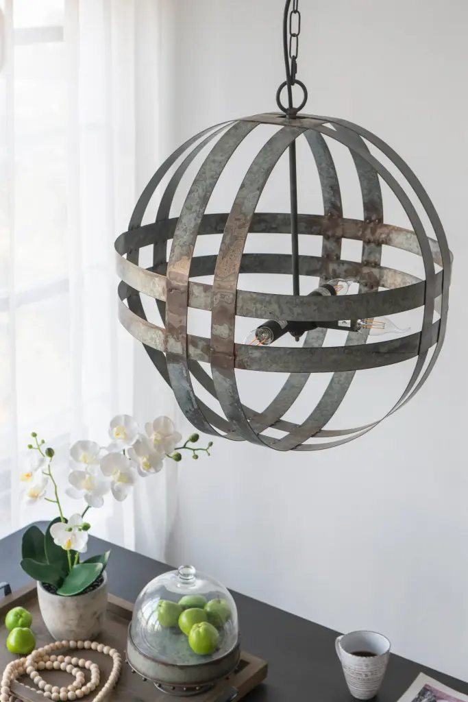 4 Light Galvanized Chandelier Hanging Light Fixture Customizable Ceiling Lamp w2078