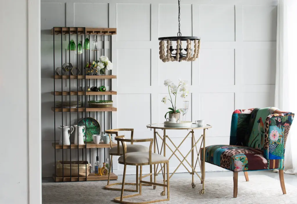 4 Light Timber Chandelier Customizable Chain Hanging Fixture w2078