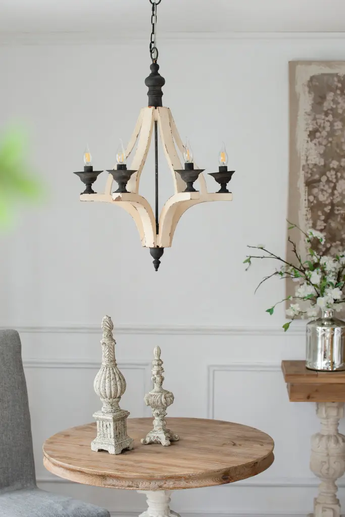 6 Light Timber Chandelier Hanging Light Fixture Customizable Chain Dining Room w2078