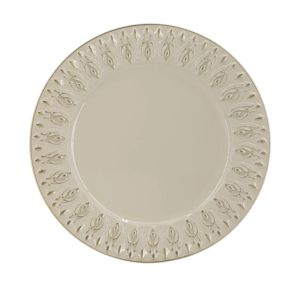 8 Pack Plastic Charger Plate D14" Cream Polypropylene Dinnerware Set w2078