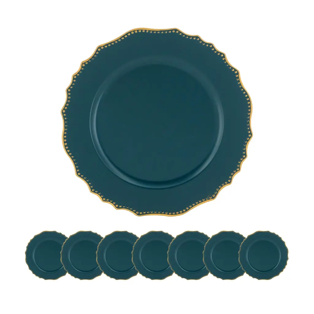8 Pack Plastic Charger Plate 13 Inch Blue Polypropylene Dinner Plates w2078