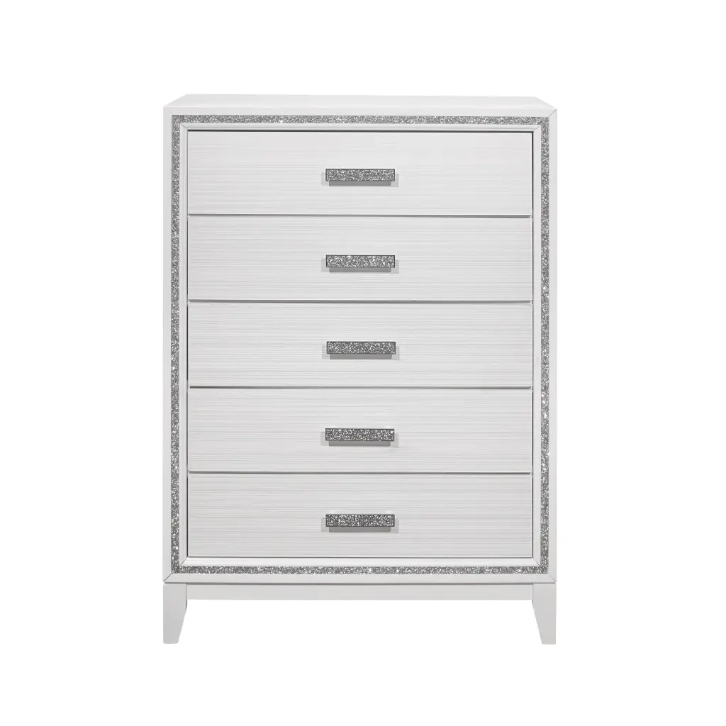 Almera Glitter White Chest White Elastomer Timber Bedroom Storage Cabinet luxe modern furniture