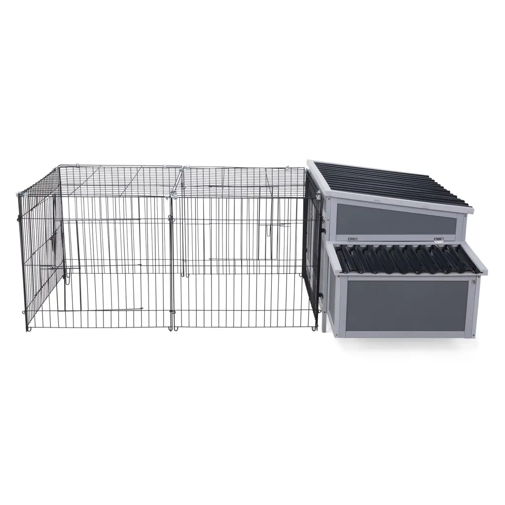 Outdoor Wooden Chicken Coop Wire Mesh Run Nesting Boxes and Large Poultry House w2181