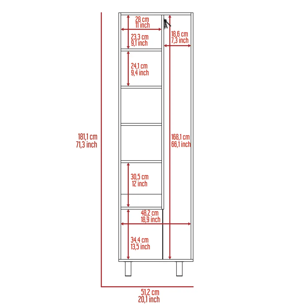 White Cleaning Cabinet Five Shelves and Broom Hangers depot e-shop