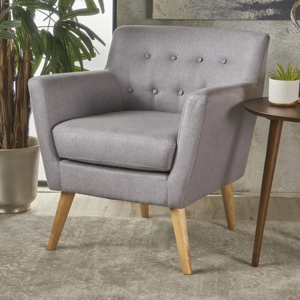 Club Chair Light Grey Material Living Room or Office nh-cozy home