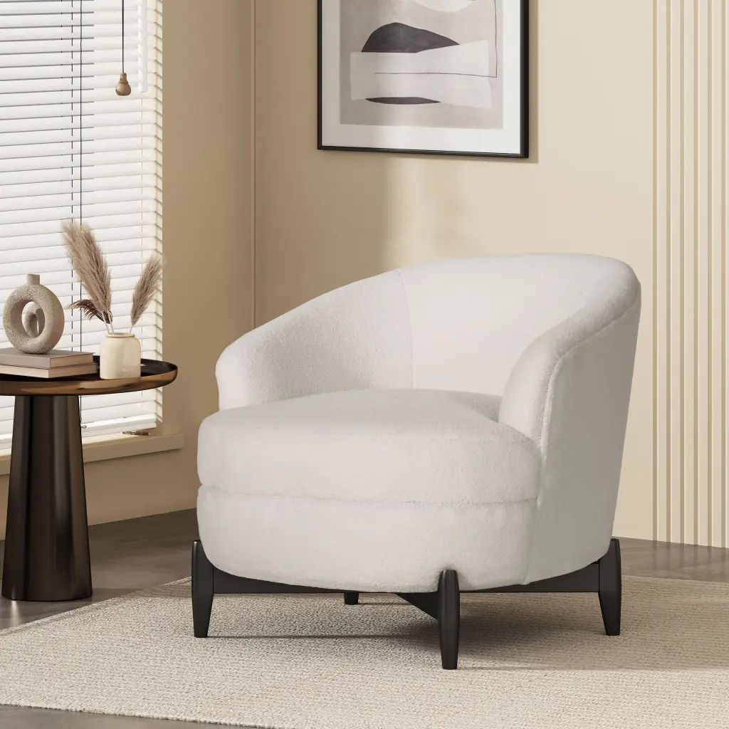 Club Chair White Material Modern Living Room Furniture nh-purenest