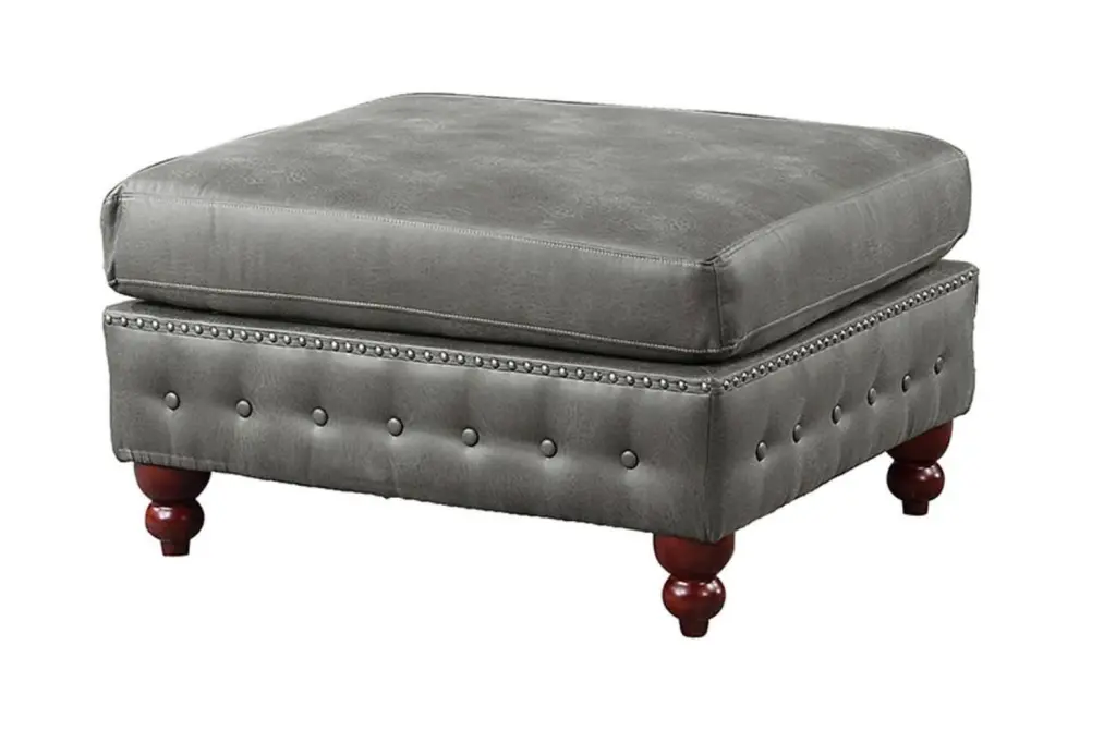 Cocktail Ottoman Slate Gray Tufted Timber Legs Living Room Furniture kanepe