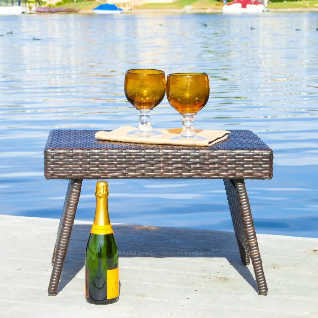 Salem Pe Wicker Snack Table Brown Multi Rattan Coffee Side Table nh-kisa