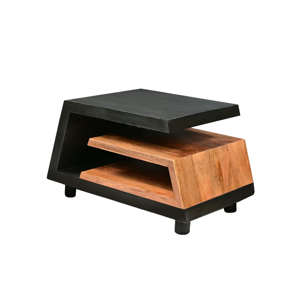 33 Inch Artisan Made Coffee Table Geometric Dark Walnut And Natural Ma royal hampton