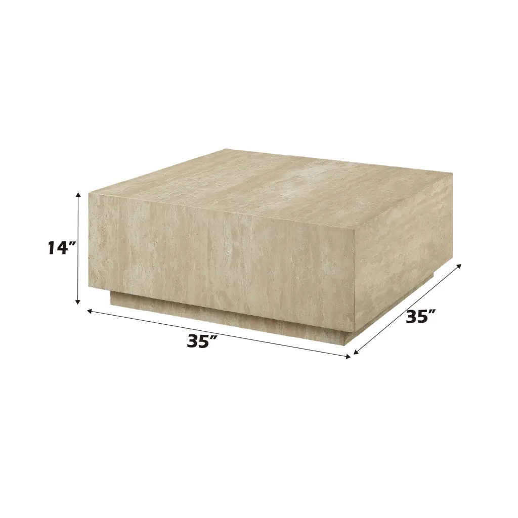 Deon Coffee Table Beige Travertine Lv04245 Beige Timber Modern Design acme onsite store