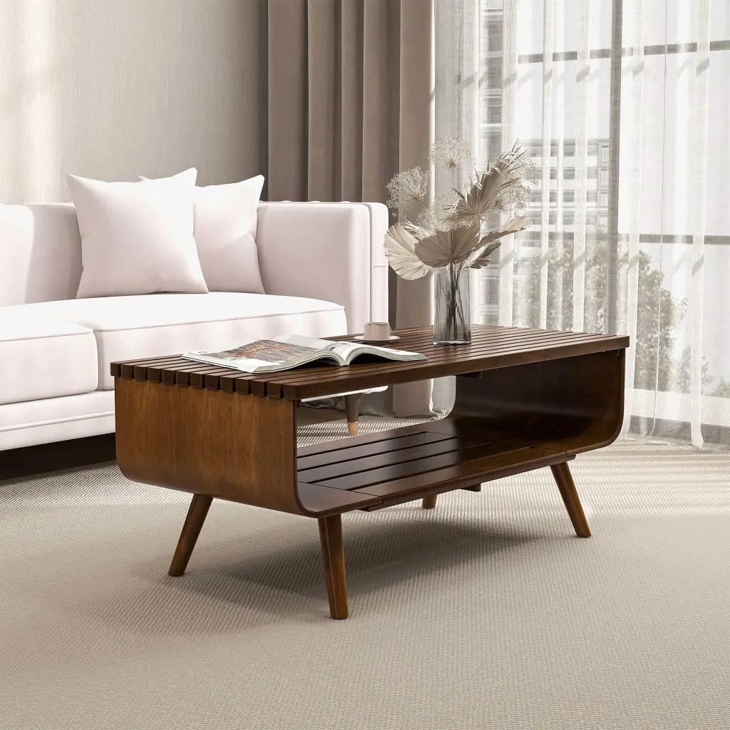 Alice Coffee Table Walnut Brown Leather Modern Living Room Furniture ashcroft furniture