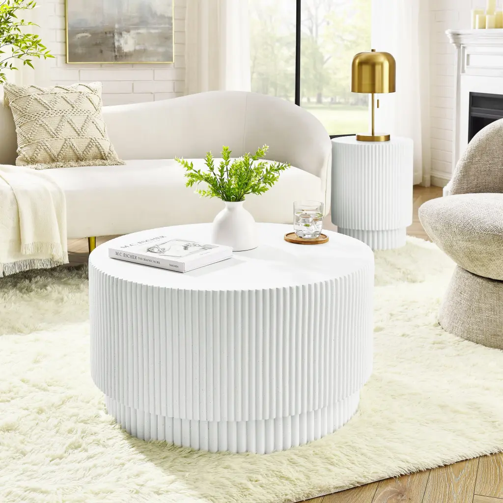 15.72 Inch H Barrel Coffee Table Nordic Style Effortless Design Living Room chuangyuan wood industry