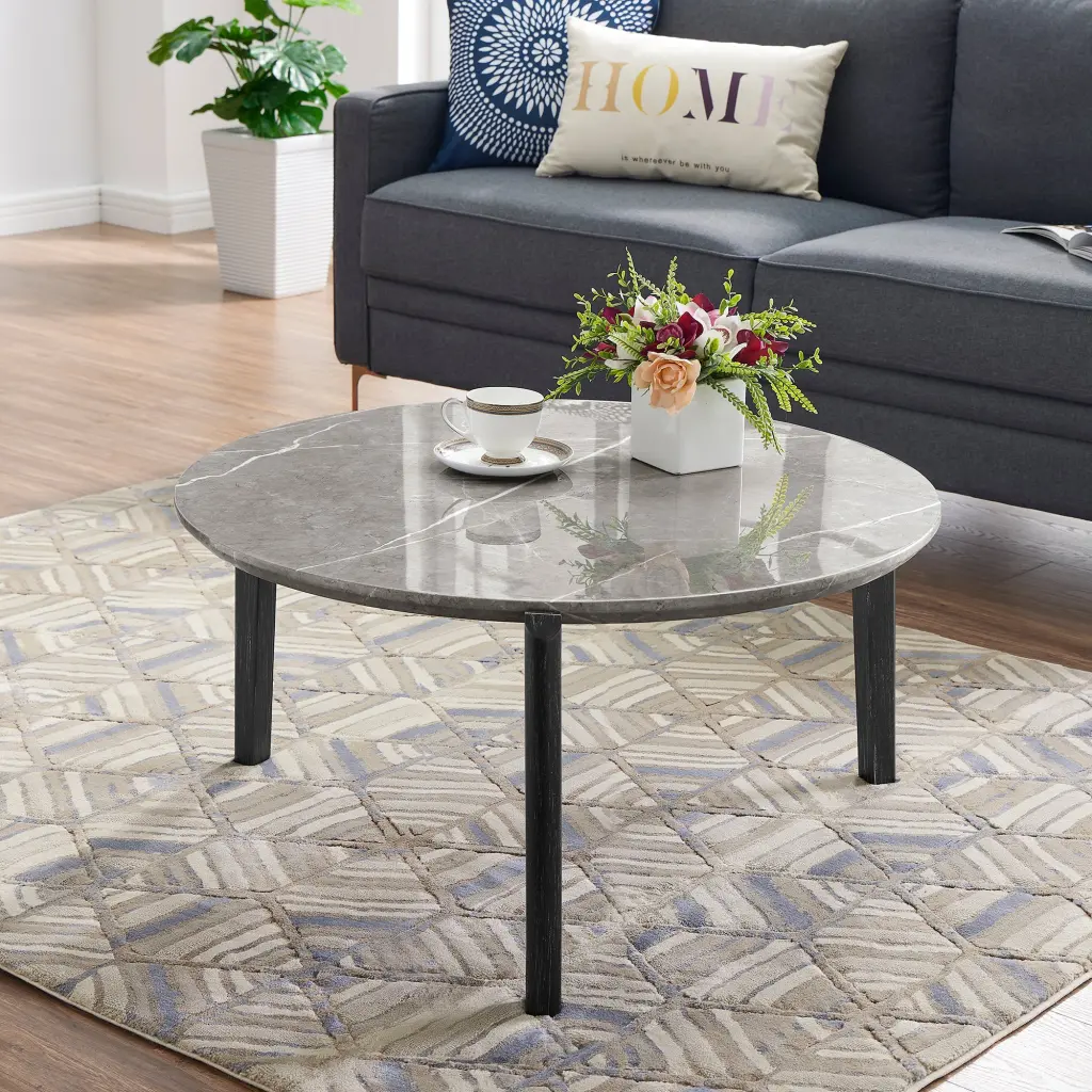 Modern 36 Inch Round Coffee Table Living Room Chic and Small Space chuangyuan wood industry