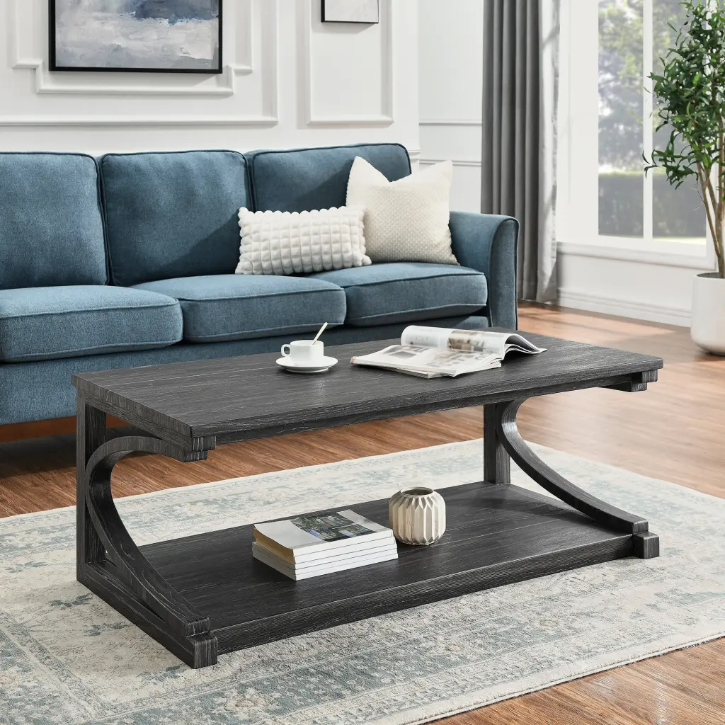 Unique 48 Inch Solid Timber Modern Coffee Table Living Room chuangyuan wood industry