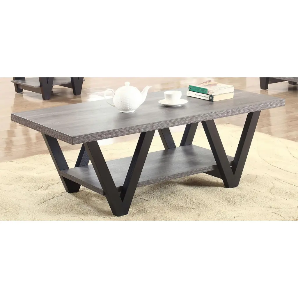 Black And Grey Angled Leg Coffee Table Grey Gray Primary Living Space Modern Side Table furniture max