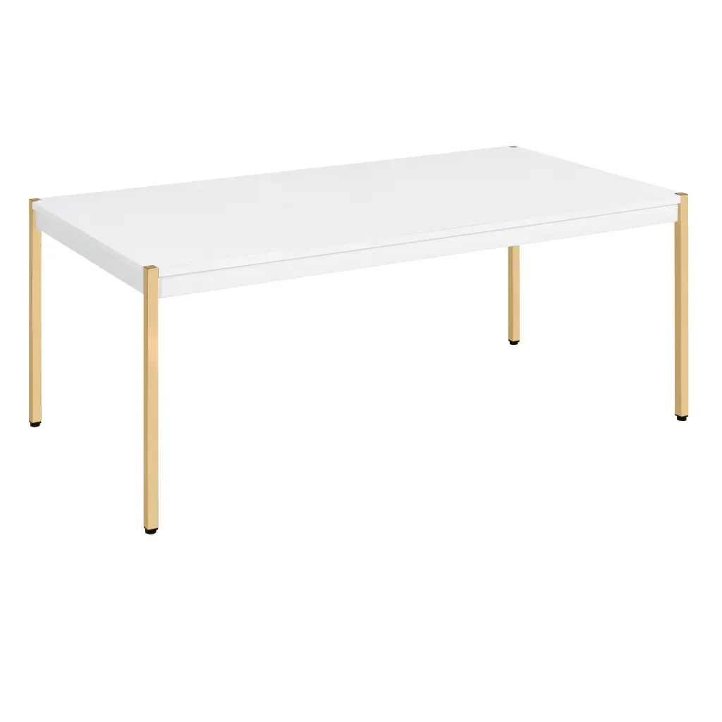 White Precious Metal Rectangle Coffee Table Primary Living Room furniture max