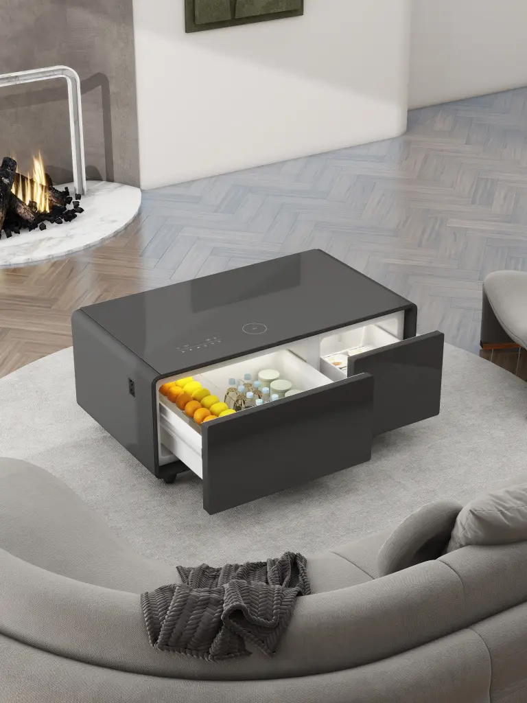 Modern Black LED Refrigerator Coffee Table Party and Entertainment galaxy home furnishings