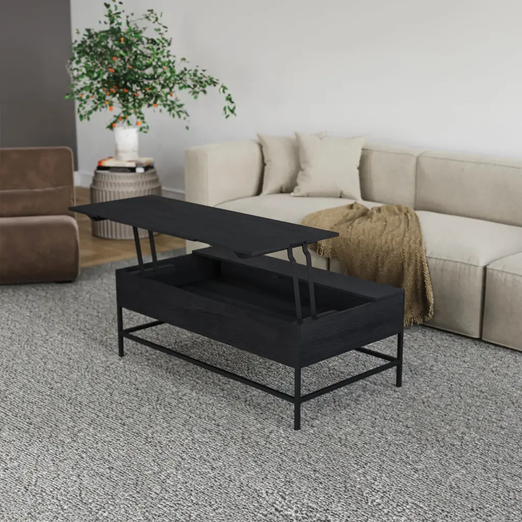 T1105 05 Black Lift Top Coffee Table Charcoal Primary Living Space Console Table galaxy home furnishings