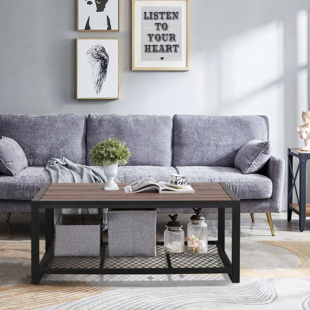 Console Coffee Table Natural Reclaimed Wood Finish Living Room housemart