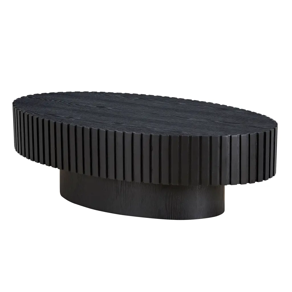 Modern Handcraft Drum Coffee Table 43.7 Inch Ellipse Coffee Table Living Room justone