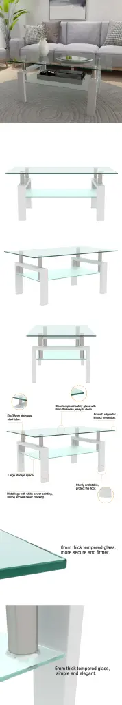 White Clear Modern Coffee Table Side Center Tables jws-w241