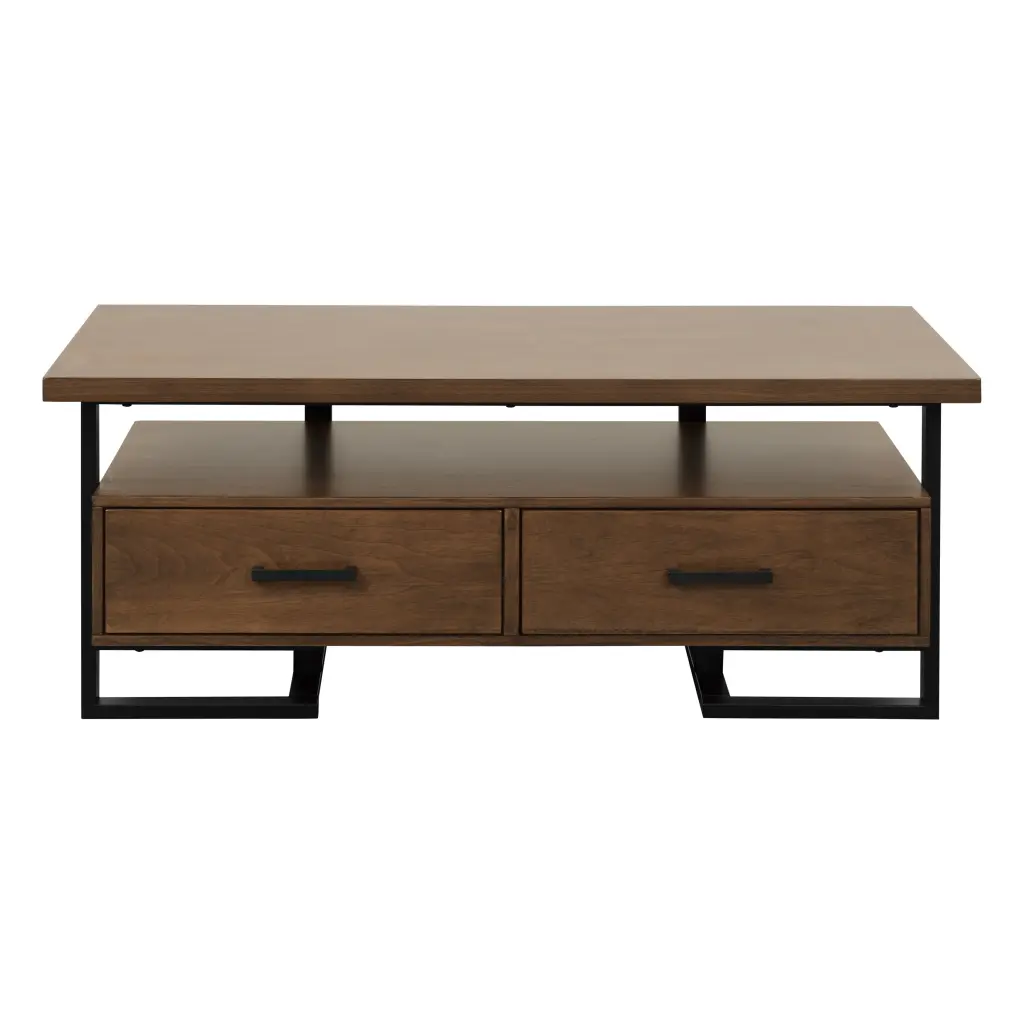 Contemporary Design Walnut Coffee Table Drawers and Unique Frame kanepe