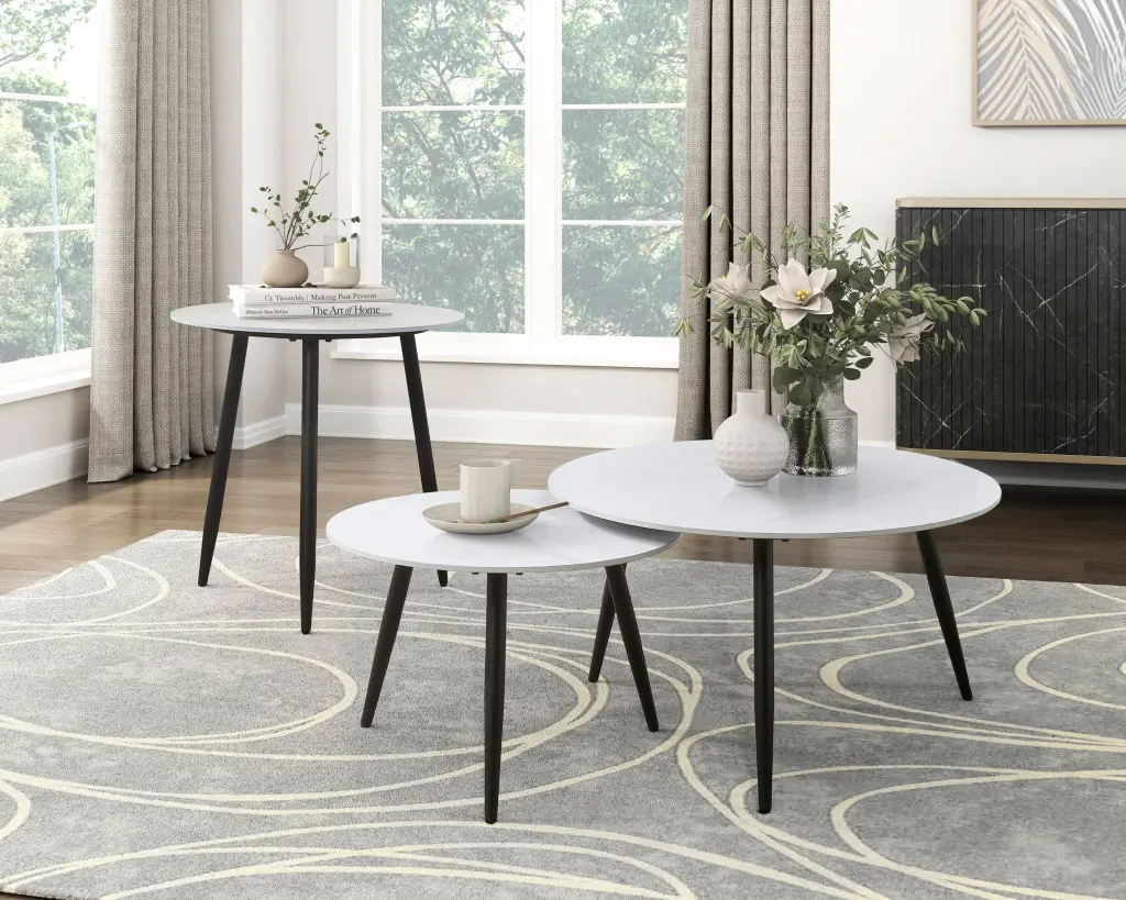 Modern Style Nesting Cocktail Tables And Side Table 3 Piece Occasional Set kanepe