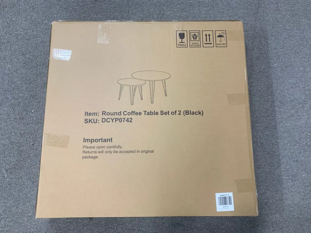 27.56 Inch Round Nesting Coffee Table Set 2 - Circular Modern End Tables Living Room moonriver