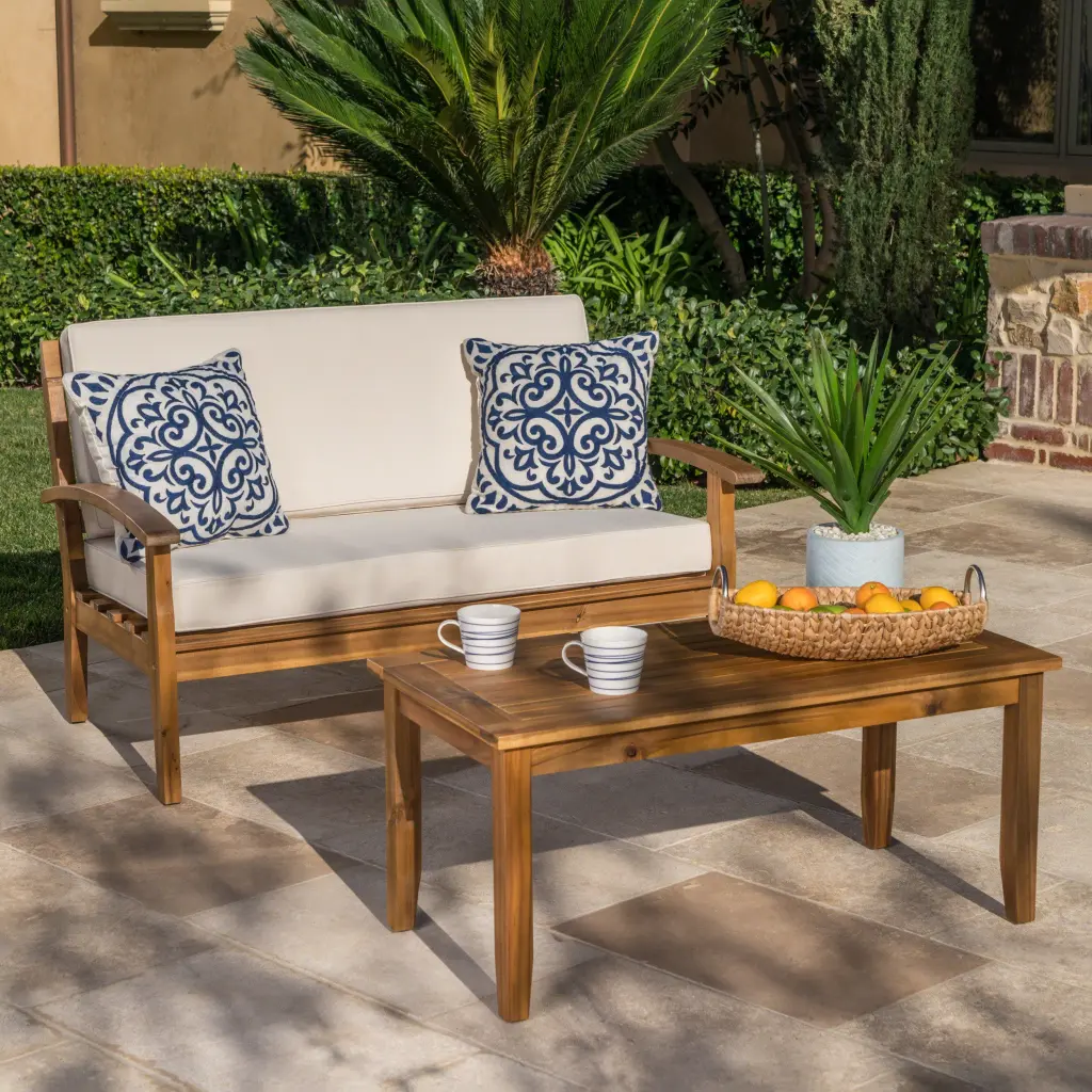 Peytonseat Coffee Table Teak Acacia Wood Living Room Furniture nh-ihave
