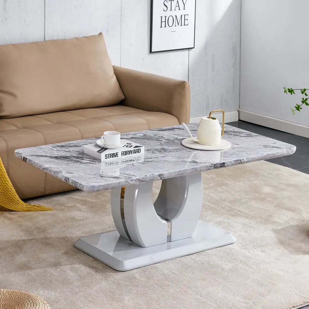 Modern Premium Imitation Marble Light Gray Tea Table Coffee Table Pair rnb