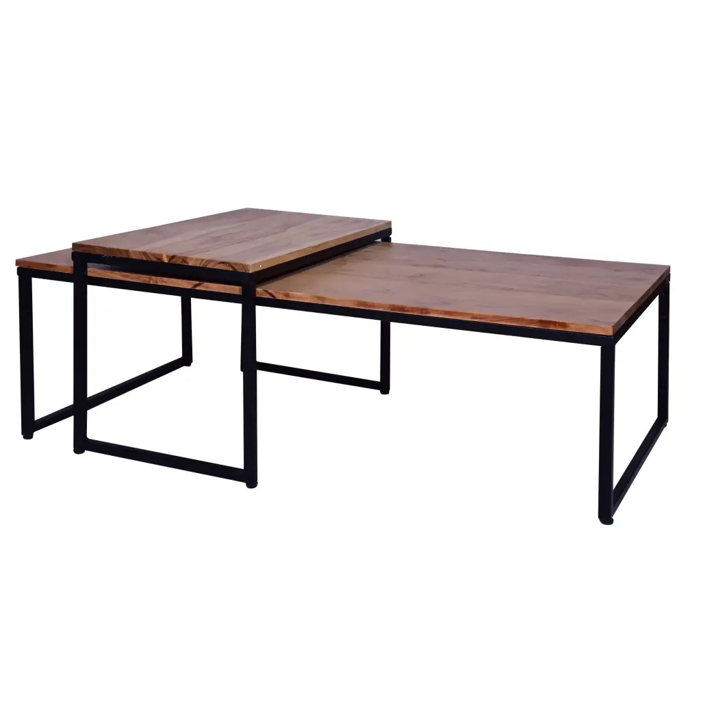 48 27 Inch 2 Piece Rectangular Timber Nesting Coffee and End Table Set royal hampton