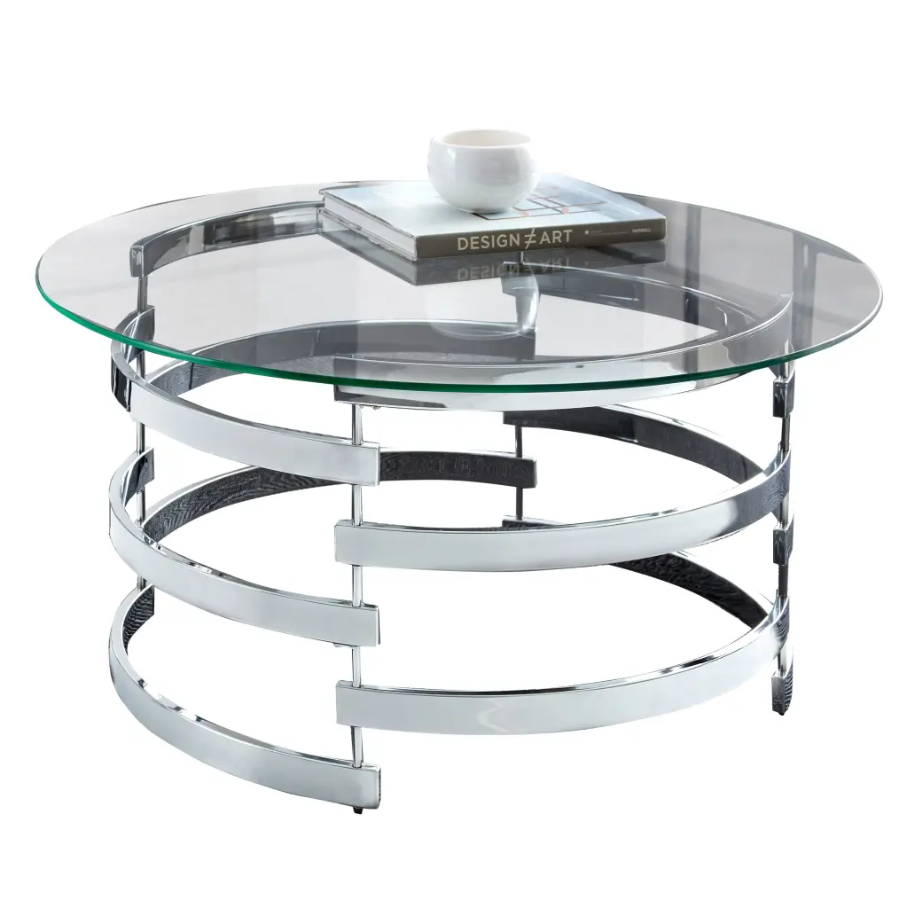Tayside Coffee Table Gray Chrome Ferrous Metal Modern Living Room Furniture steve silver furniture