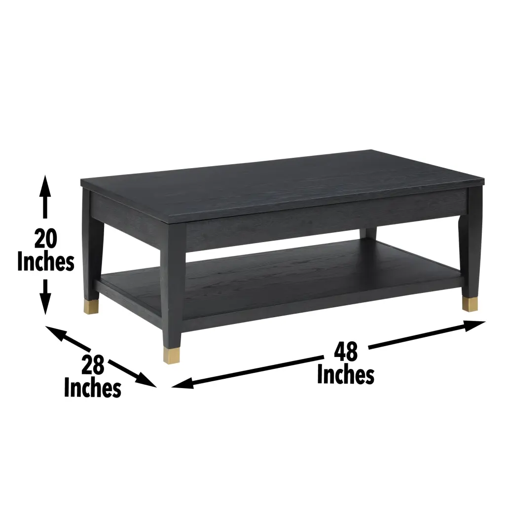 Yves Lift Top Coffee Table Black Black Timber steve silver furniture