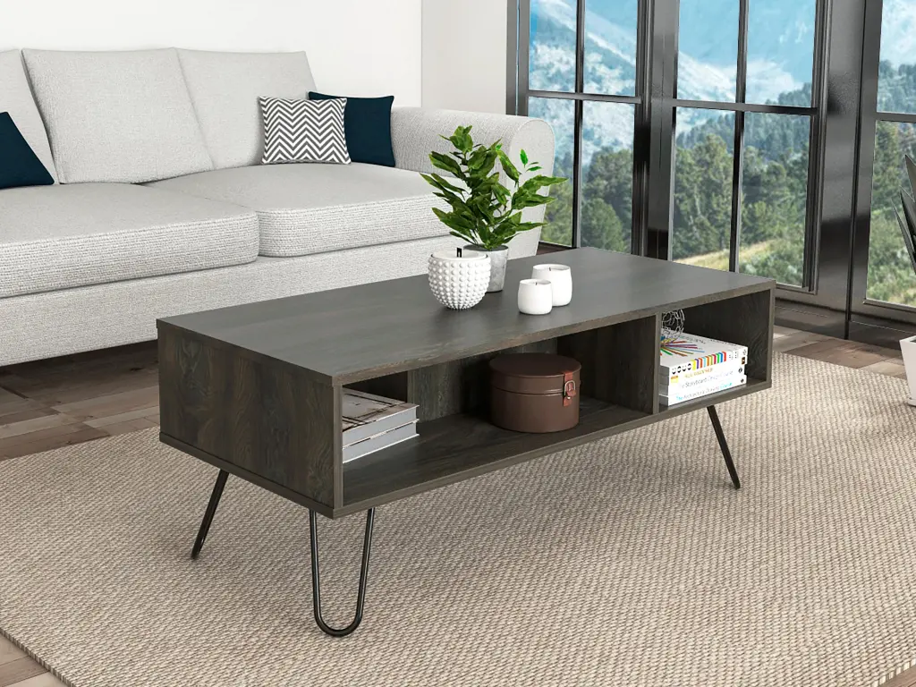 Coffee Table Minnesota Two Shelves Carbon Espresso Finish treevol furniture