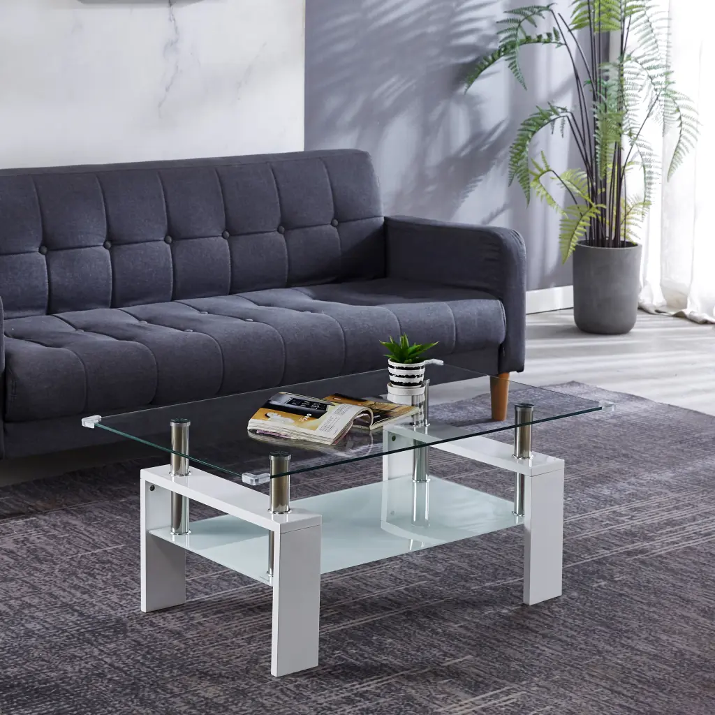 Artisan Center Coffee Table Tempered Crystal Top and Stainless Alloy Metal Legs w1311 artisan furniture