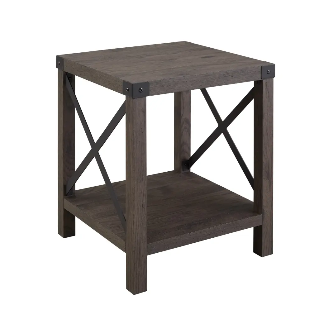 Farmhoutilize Metal X Accent Table Lower Shelf Sable Grey Gray Mdf walker edison