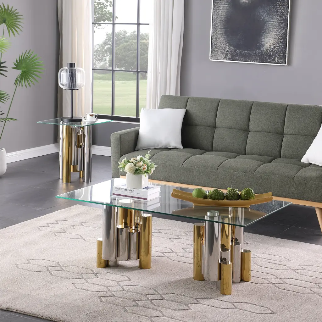 Stainless Alloy Metal Rectangular Accent Crystal Coffee Table Living Room woker furniture
