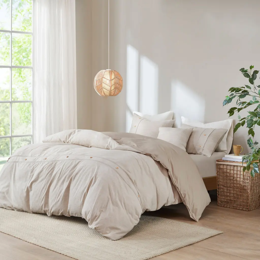 5 Piece Organic Cotton Oversized Comforter Cover Set Removable Insert jla