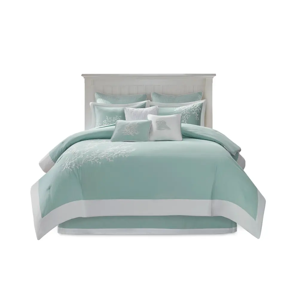 Oversized Cotton Jacquard Comforter Set Aqua King Size Cotton Bedding jla