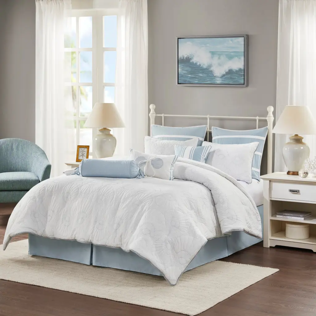 White King Size Comforter Set Cotton Bedding King Bed jla