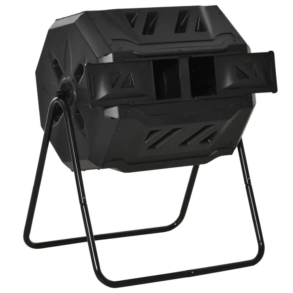 Outsunny Tumbling Compost Bin Outdoor 360 Dual Rotating Composter 43 Gallon Eco Friendly aosom business