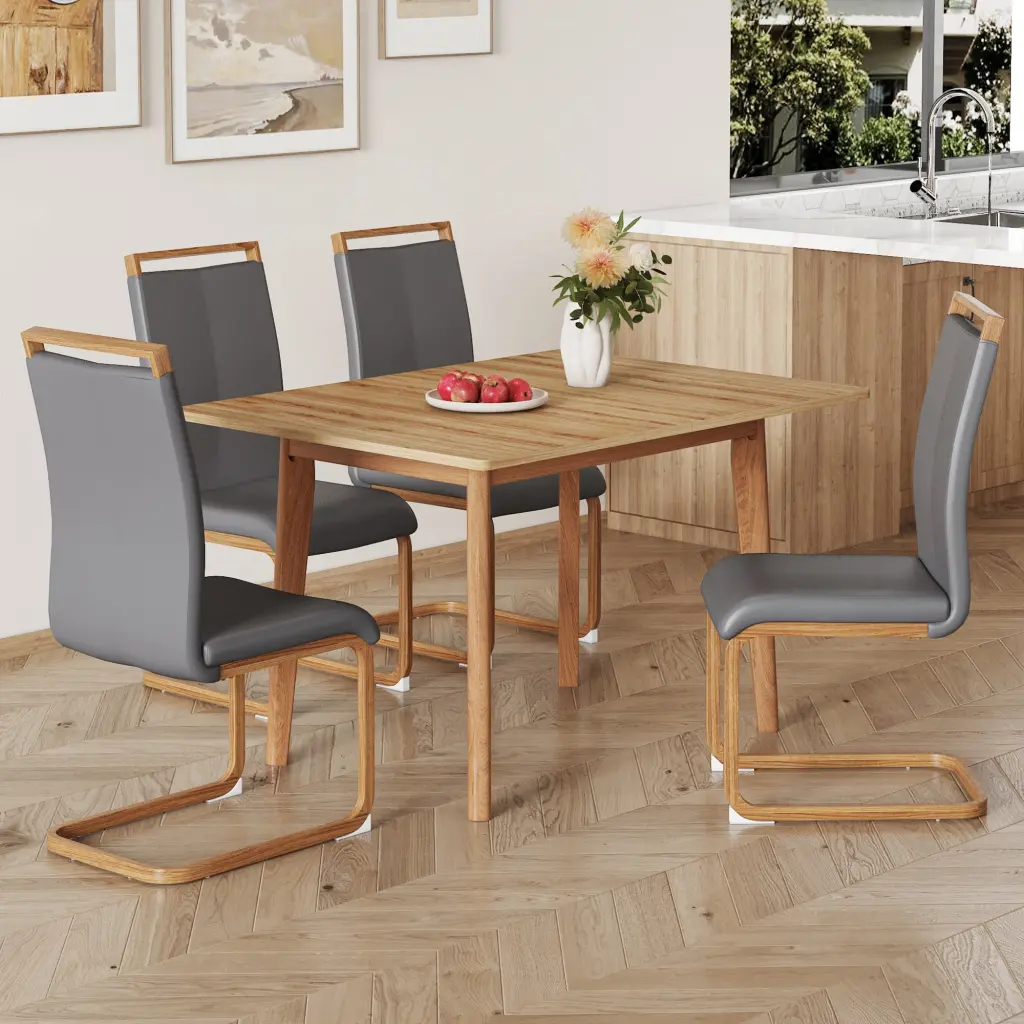 Wood Hue MFC Desktop Rubber Wooden Legs Collapsible Computer Desk droom w-1151