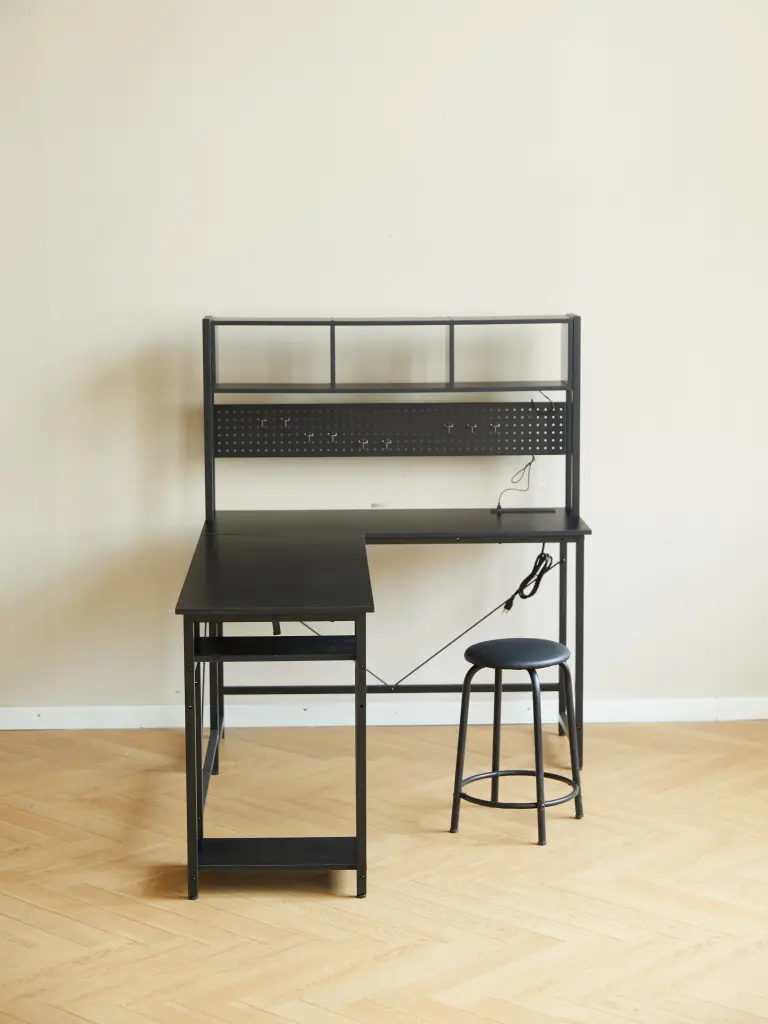 94.5 Inch Home Office Desk LED Storage Shelves - L-Shaped Influence Gaming Desk rnb