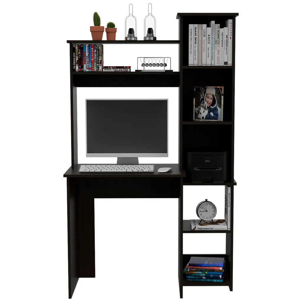 Nashville Writing Desk Six Shelves White Computer Desk Modern Stationery rta mubles colombia
