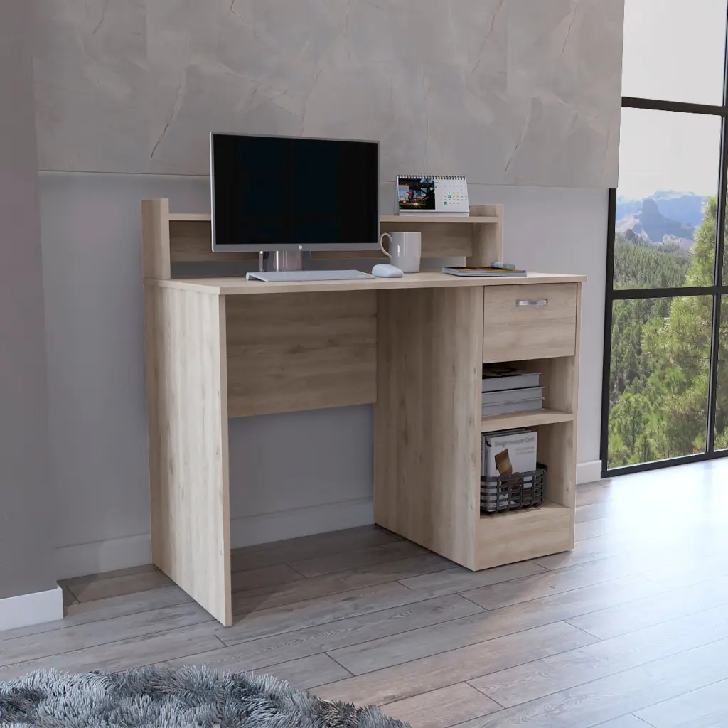 Vera Computer Desk Top Open Shelf, 1 Drawer and 2 Storage Shelves Home Office rta mubles colombia