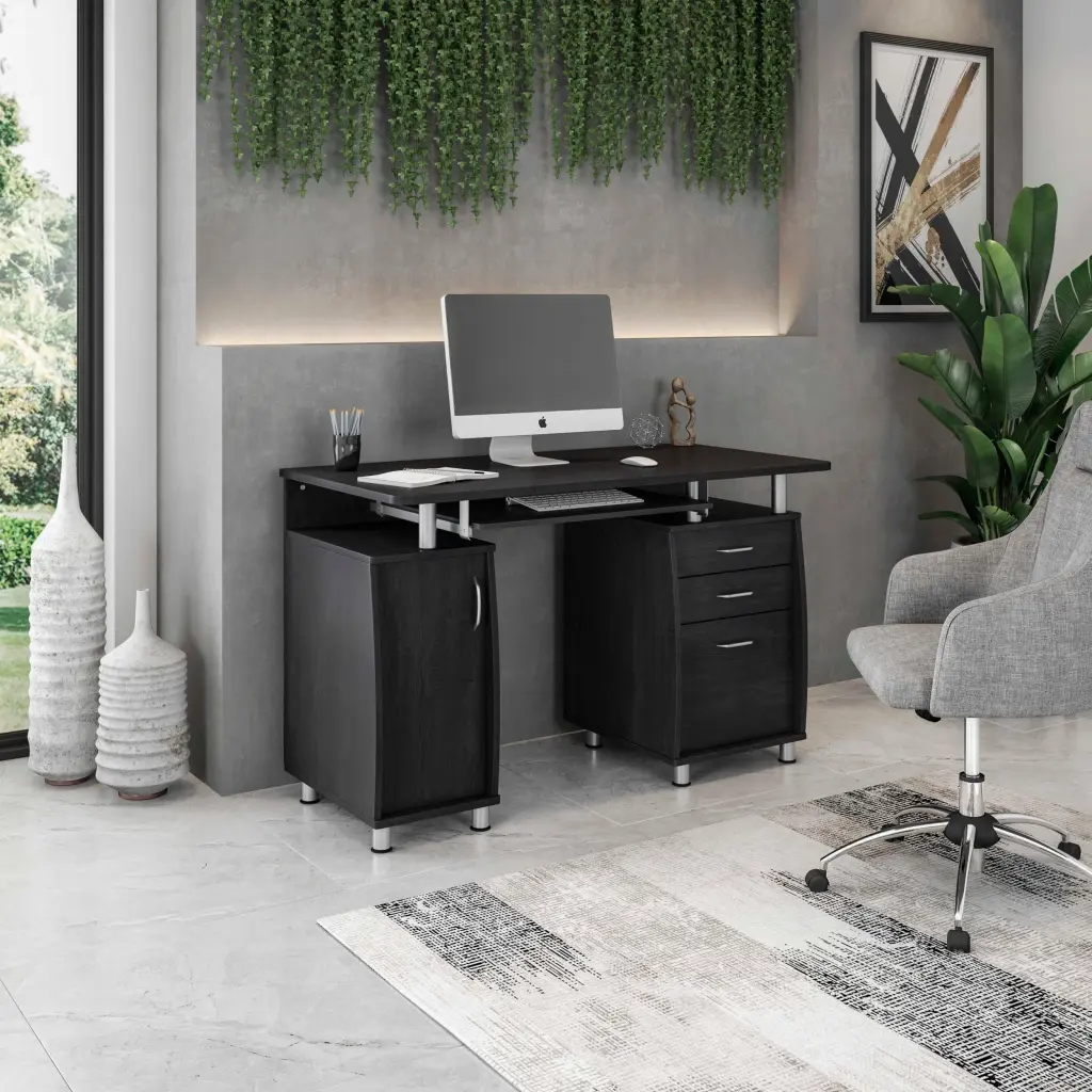 Techni Mobili Complete Workstation Computer Desk Storage Espresso Finish technimobili